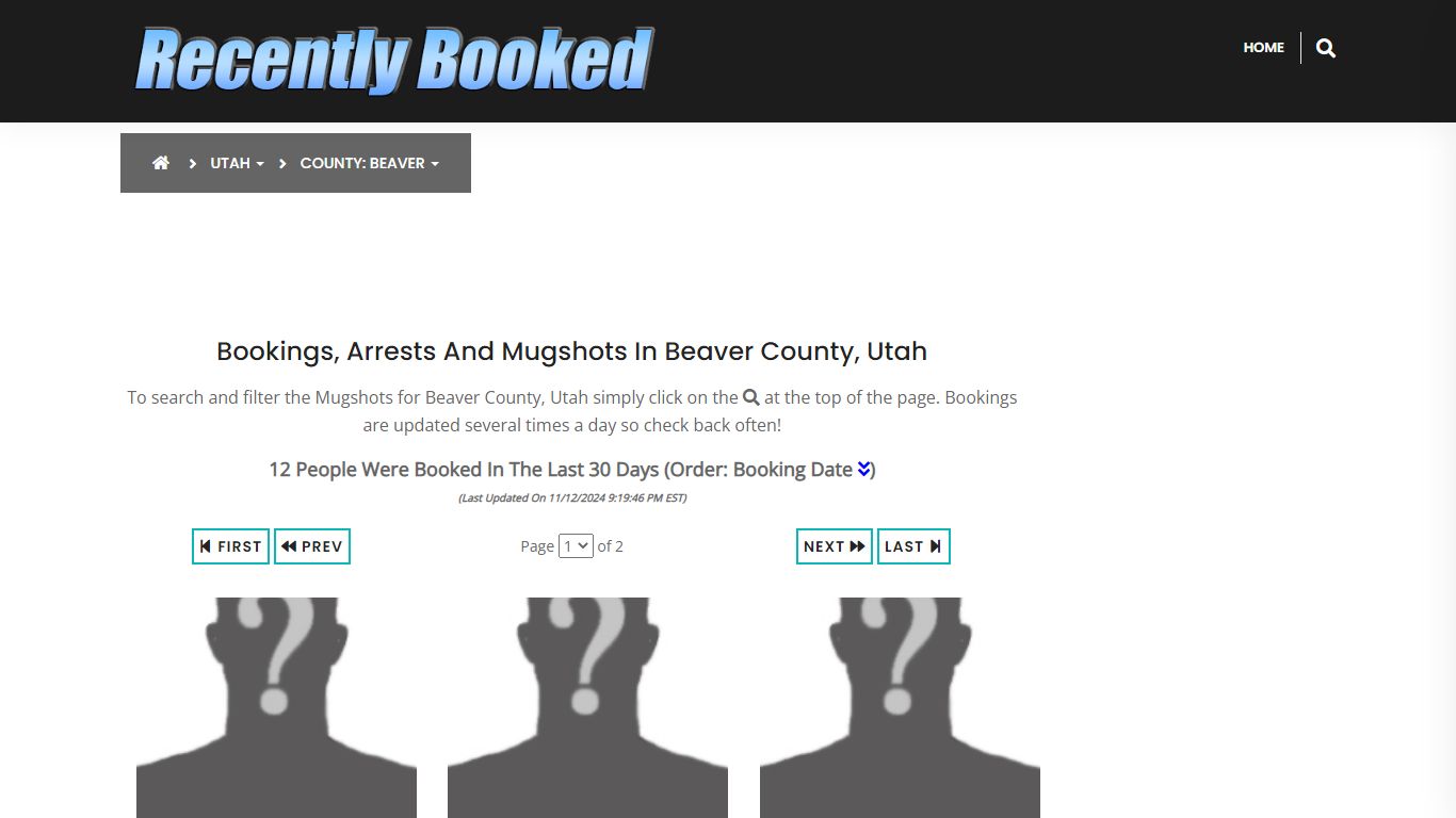 Bookings, Arrests and Mugshots in Beaver County, Utah - Recently Booked